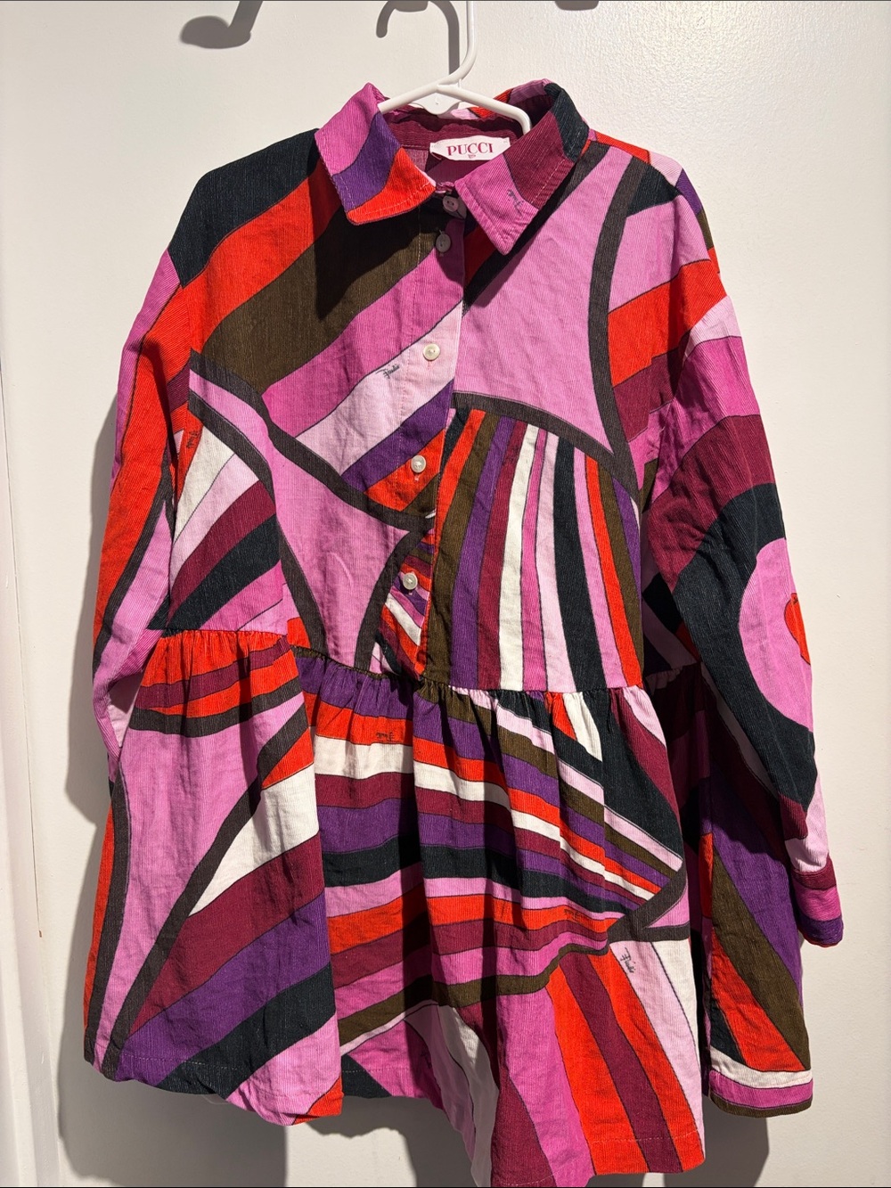 Girls (6) Emilio Pucci Pink, Red & Purple Graphic Button-Front Dress